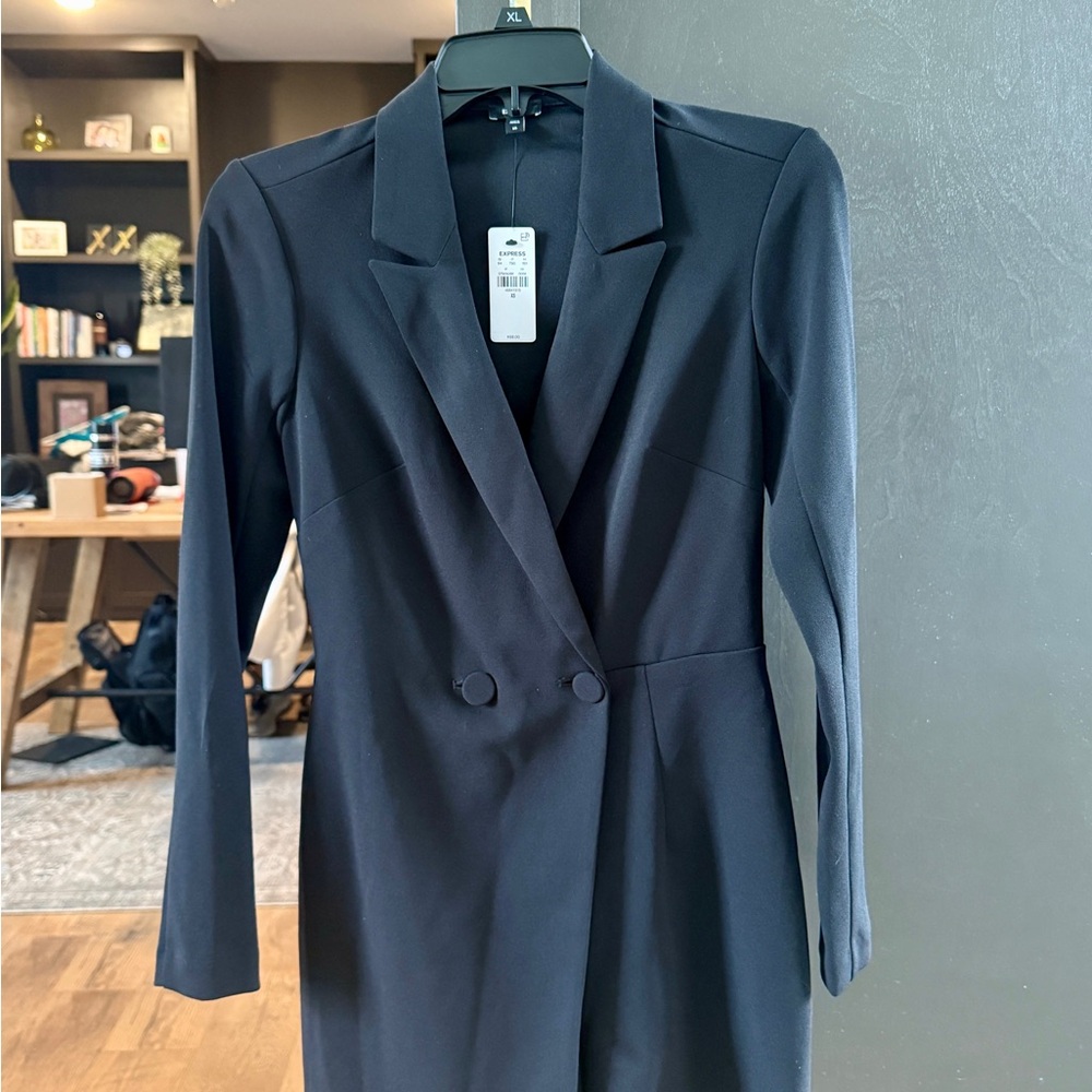 Express Black Double Breasted Blazer Romper